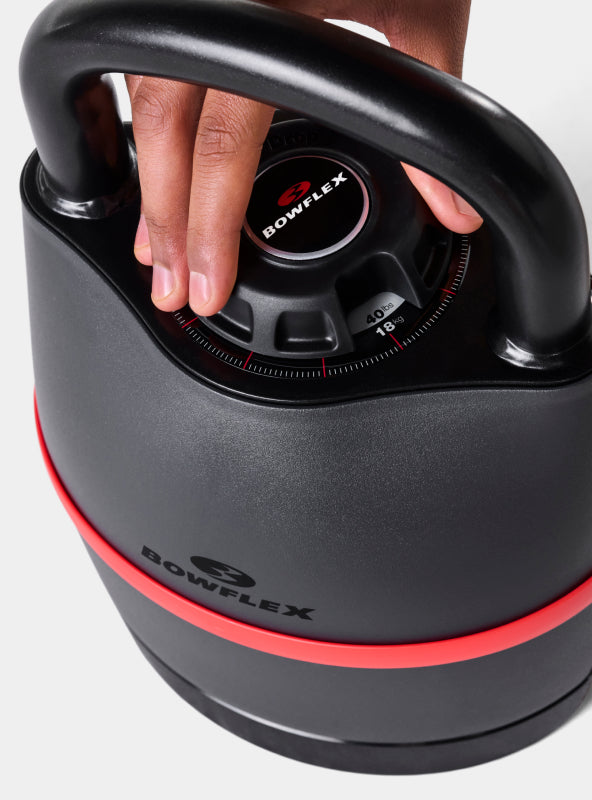 Weight selection dial feature on the BowFlex SelectTech 840 Adjustable Kettlebell.