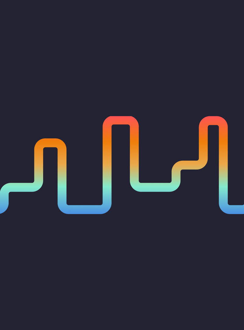Colorful line depicting altitude on a dark blue background.