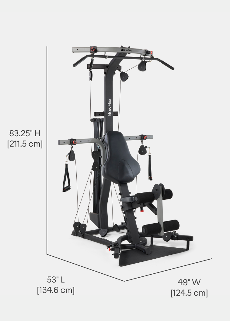 Dimensions for the BowFlex Xtreme 2 SE Home Gym.
